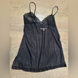 Victoria's Secret sheer lace-trim babydoll lingerie top chemise women’s large